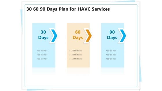 Heating Ventilation And Air Conditioning Installation 30 60 90 Days Plan For HAVC Services Ppt File Styles PDF