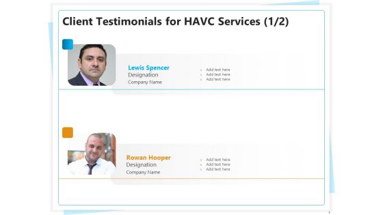 Heating Ventilation And Air Conditioning Installation Client Testimonials For HAVC Services Lewis Brochure PDF