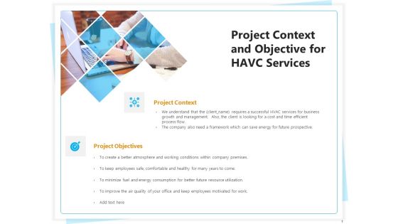 Heating Ventilation And Air Conditioning Installation Project Context And Objective For HAVC Services Introduction PDF