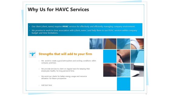 Heating Ventilation And Air Conditioning Installation Why Us For HAVC Services Ppt Visual Aids Portfolio PDF