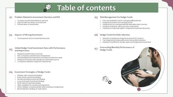 Hedge Funds Trading And Investing Strategies Table Of Contents Pictures PDF