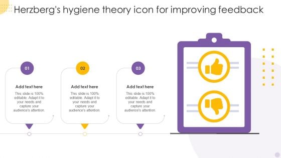 Herzbergs Hygiene Theory Icon For Improving Feedback Mockup PDF