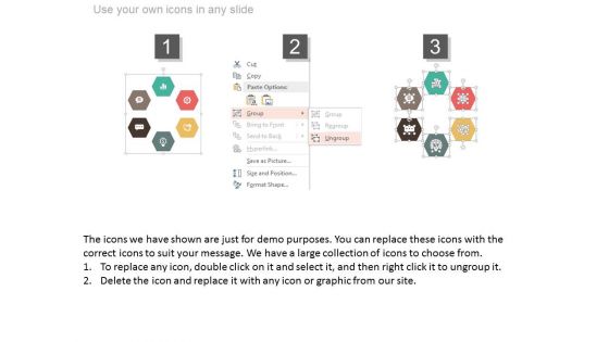 Hexagonal Chart With Finance And Communication Icons Powerpoint Template