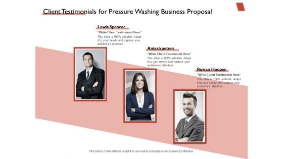 High Power Cleansing Work Client Testimonials For Pressure Washing Business Proposal Diagrams PDF