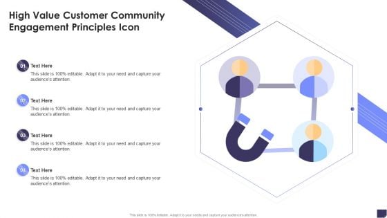 High Value Customer Community Engagement Principles Icon Slides PDF