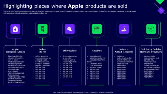 Highlighting Places Where Apple Products Are Sold Ppt Professional Brochure PDF