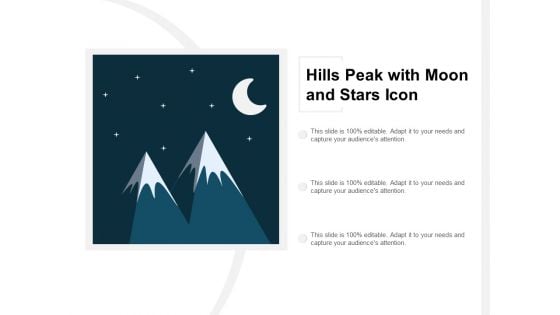 Hills Peak With Moon And Stars Icon Ppt PowerPoint Presentation Icon Graphics