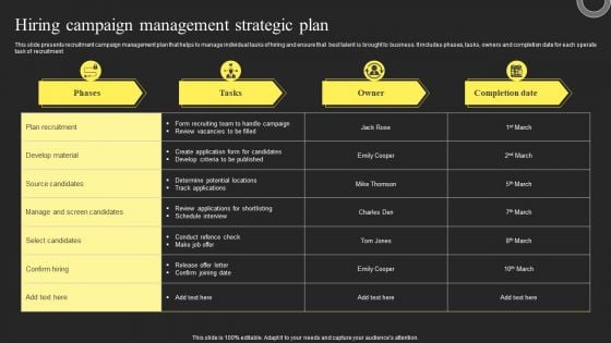 Hiring Campaign Management Strategic Plan Sample PDF