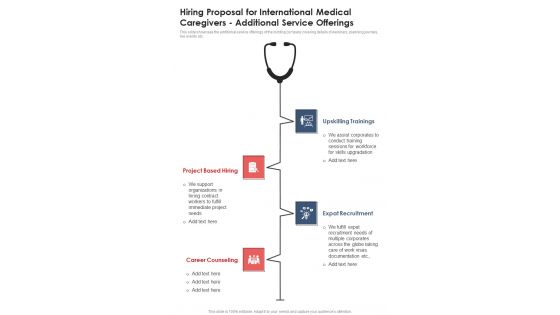 Hiring Proposal For International Medical Caregivers Additional Service Offerings One Pager Sample Example Document