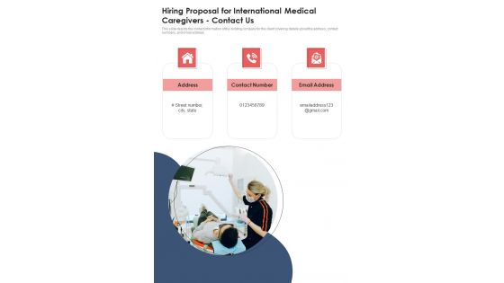 Hiring Proposal For International Medical Caregivers Contact Us One Pager Sample Example Document