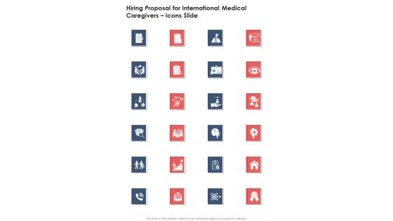 Hiring Proposal For International Medical Caregivers Icons Slide One Pager Sample Example Document