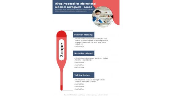 Hiring Proposal For International Medical Caregivers Scope One Pager Sample Example Document