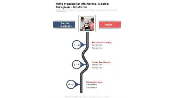 Hiring Proposal For International Medical Caregivers Timeframe One Pager Sample Example Document