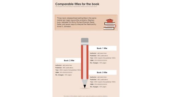 Historical Fiction Book Proposal Comparable Titles For The Book One Pager Sample Example Document