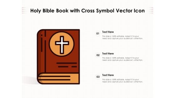 Holy Bible Book With Cross Symbol Vector Icon Ppt PowerPoint Presentation File Picture PDF