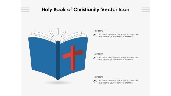 Holy Book Of Christianity Vector Icon Ppt PowerPoint Presentation Gallery Slide Portrait PDF