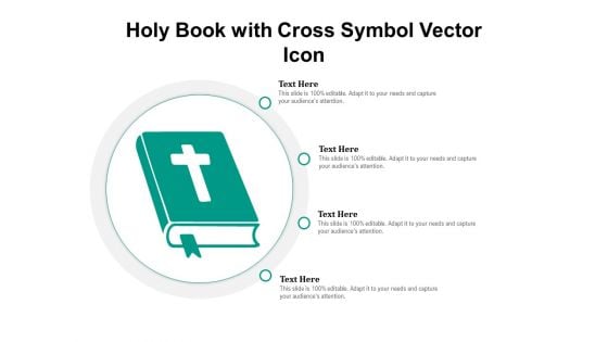 Holy Book With Cross Symbol Vector Icon Ppt PowerPoint Presentation File Outfit PDF