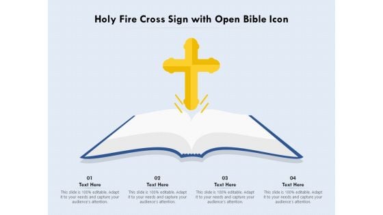 Holy Fire Cross Sign With Open Bible Icon Ppt PowerPoint Presentation File Smartart PDF