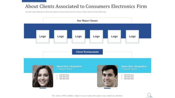 Home Appliances Producer Seed About Clients Associated To Consumers Electronics Firm Mockup PDF