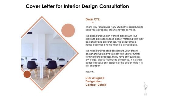 Home Decor Services Appointment Proposal Cover Letter For Interior Design Consultation Icons PDF