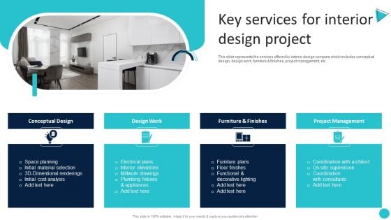 Home Decoration Company Profile Key Services For Interior Design Project Introduction PDF