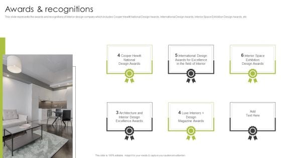 Home Interior Styling Services Company Profile Awards And Recognitions Microsoft PDF