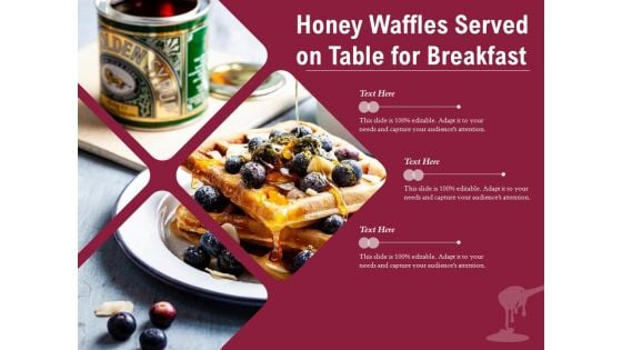 Honey Waffles Served On Table For Breakfast Ppt PowerPoint Presentation Pictures Background Designs PDF