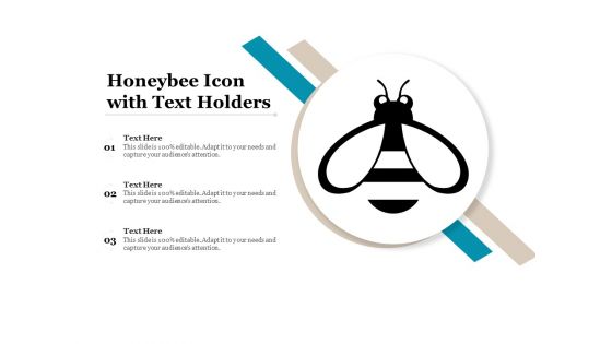 Honeybee Icon With Text Holders Ppt PowerPoint Presentation File Model PDF