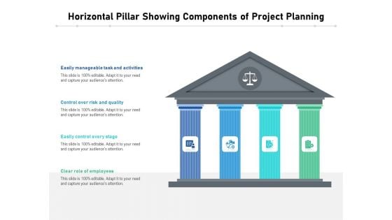 Horizontal Pillar Showing Components Of Project Planning Ppt PowerPoint Presentation Outline Clipart Images PDF