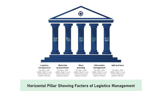 Horizontal Pillar Showing Factors Of Logistics Management Ppt PowerPoint Presentation Icon Design Templates PDF