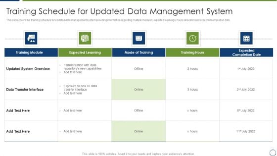 Horizontal Scaling Technique For Information Training Schedule For Updated Data Management System Portrait PDF