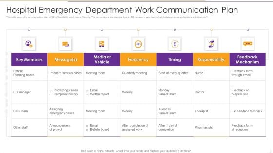 Hospital Emergency Department Work Communication Plan Themes PDF