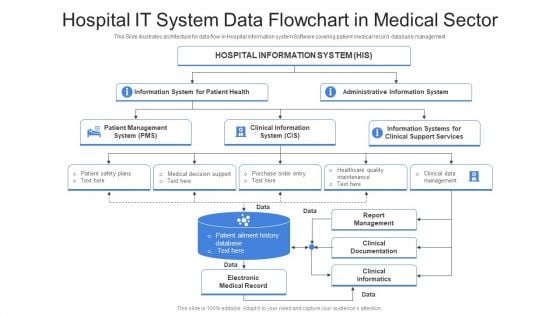 Hospital IT System Data Flowchart In Medical Sector Ppt Layouts Summary PDF