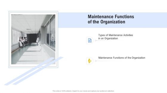 Hospital Management System Maintenance Functions Of The Organization Icons PDF