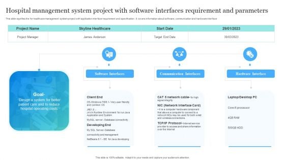 Hospital Management System Project With Software Interfaces Requirement And Parameters Introduction PDF