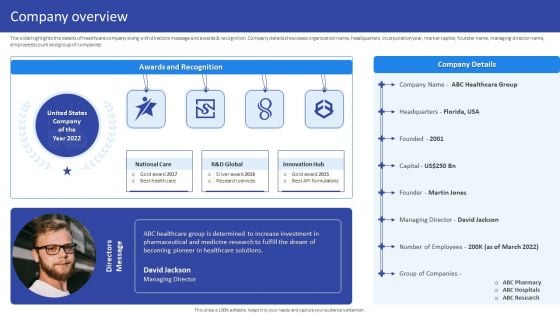 Hospital Medical Research Company Profile Company Overview Ppt Professional Graphics Design PDF