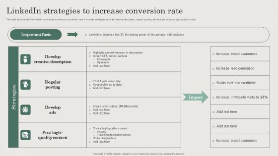 Hospitality And Travel Advertising Techniques Linkedin Strategies To Increase Conversion Rate Brochure PDF Hospitality And Travel Advertising Techniques Linkedin Strategies To Increase Conversion Rate Brochure PDF