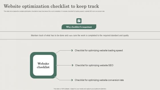 Hospitality And Travel Advertising Techniques Website Optimization Checklist To Keep Track Pictures PDF