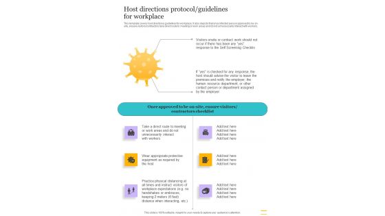 Host Directions Protocol Guidelines For Workplace One Pager Sample Example Document Host Directions Protocol Guidelines For Workplace One Pager Sample Example Document