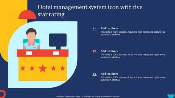 Hotel Management System Icon With Five Star Rating Icons PDF