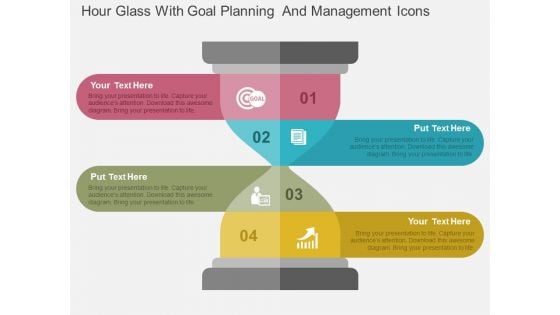 Hour Glass With Goal Planning And Management Icons Powerpoint Templates