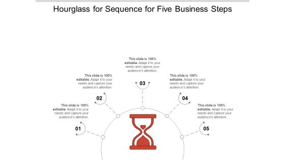 Hourglass For Sequence For Five Business Steps Ppt PowerPoint Presentation File Examples PDF
