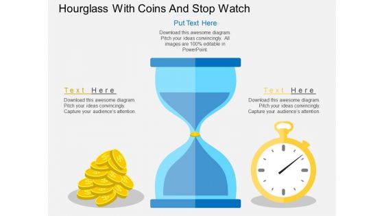 Hourglass With Coins And Stop Watch Powerpoint Template Hourglass With Coins And Stop Watch Powerpoint Template