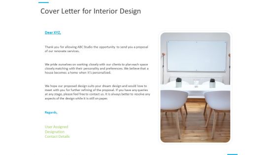 House Decoration Proposal Cover Letter For Interior Design Ppt Portfolio Model PDF