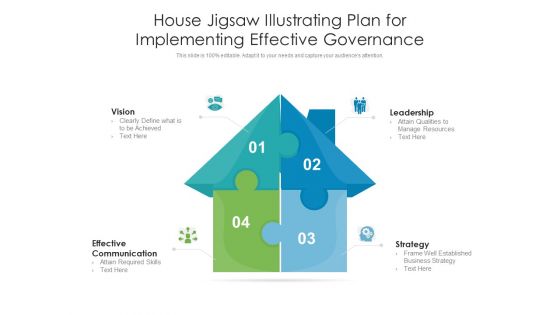 House Jigsaw Illustrating Plan For Implementing Effective Governance Ppt PowerPoint Presentation Summary Infographic Template PDF