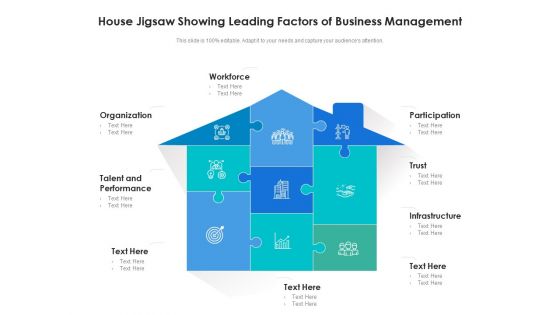 House Jigsaw Showing Leading Factors Of Business Management Ppt PowerPoint Presentation Outline Demonstration