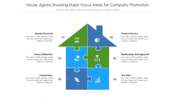 House Jigsaw Showing Major Focus Areas For Company Promotion Ppt PowerPoint Presentation Styles Display PDF