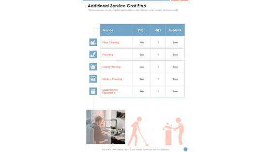 Household Cleaning Proposal Additional Service Cost Plan One Pager Sample Example Document