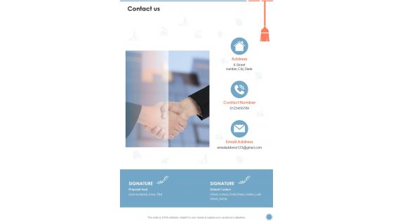 Household Cleaning Proposal Contact Us One Pager Sample Example Document Household Cleaning Proposal Contact Us One Pager Sample Example Document