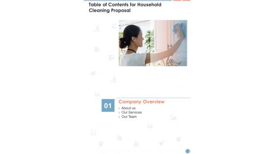 Household Cleaning Proposal Table Of Contents One Pager Sample Example Document Household Cleaning Proposal Table Of Contents One Pager Sample Example Document